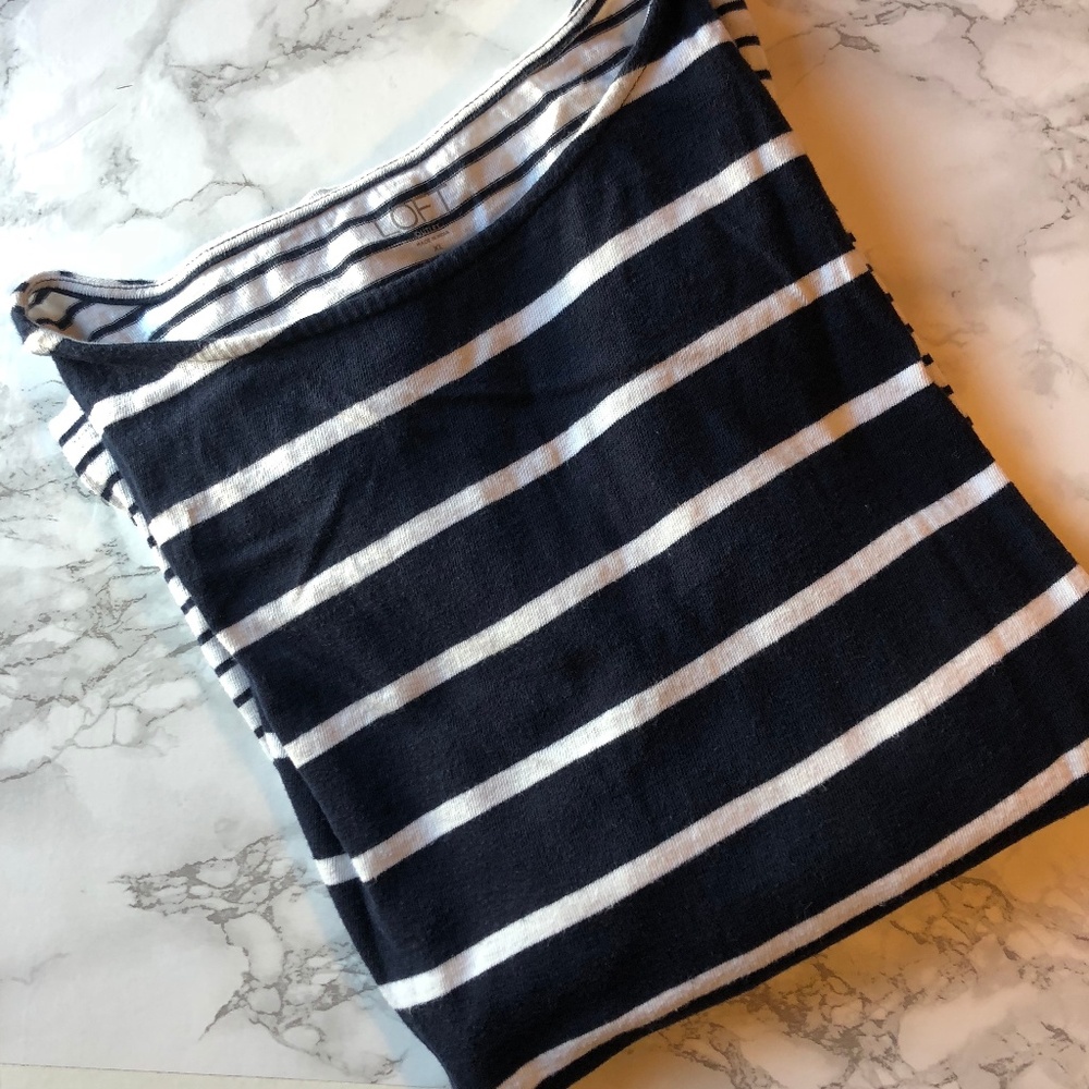 Loft Contrast Navy and White Striped Top